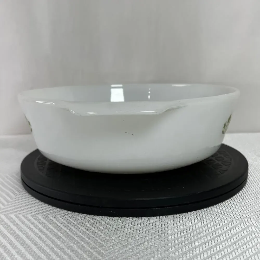 Meadow Green Fire-King Anchor Hocking Milk Glass Round Casserole 2 Qt No Lid VTG